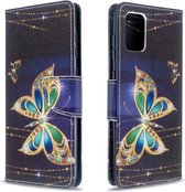Voor Galaxy A71 Gekleurde tekening patroon Horizontale flip lederen tas met houder & kaartsleuven & portemonnee (gouden vlinder)