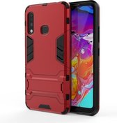 Voor Galaxy A70e schokbestendige pc + TPU beschermhoes met verborgen houder (rood)