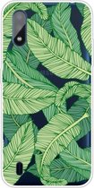 Voor Galaxy A01 schokbestendig geverfd transparant TPU beschermhoes (bananenblad)