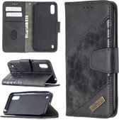 Voor Samsung Galaxy A01 Bijpassende kleur Krokodiltextuur Horizontale flip PU lederen tas met portemonnee & houder & kaartsleuven (zwart)