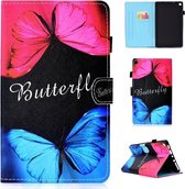 Voor Amazon Kindle Fire HD 8 Gekleurde tekening stiksels Horizontale flip lederen tas, met houder en kaartsleuven (Butterfly Love)