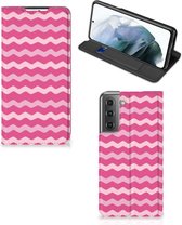 GSM Hoesje ontwerpen Geschikt voor Samsung Galaxy S21 FE Fotohoesje Waves Pink