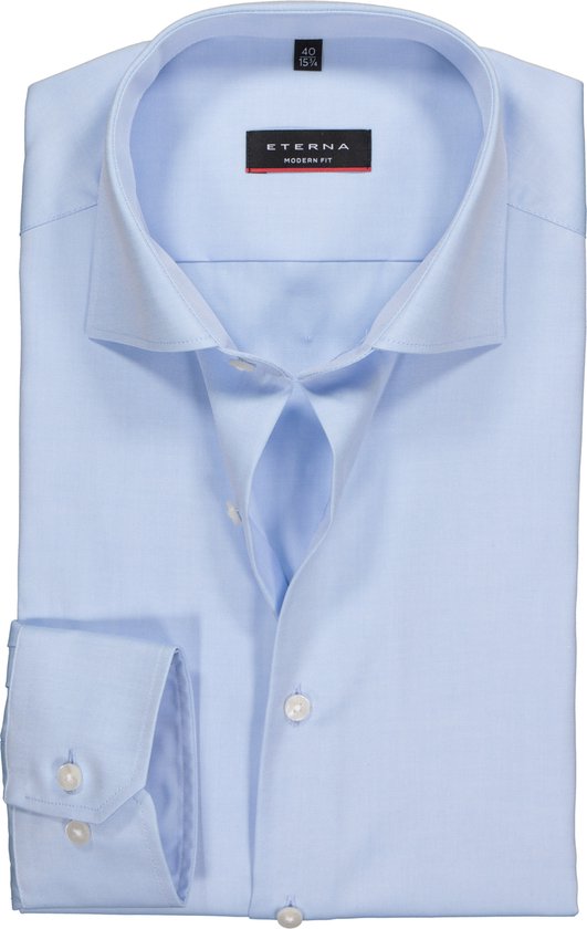 ETERNA modern fit overhemd - mouwlengte 7 - niet doorschijnend twill heren overhemd - lichtblauw - Strijkvrij - Boordmaat: 39