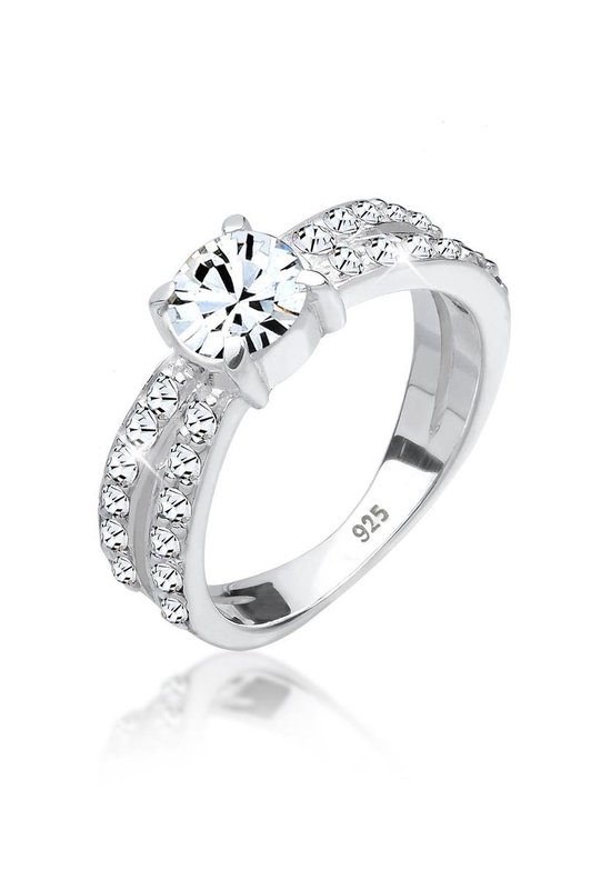 Elli Dames Ringen Dames Engagement Sparkling met Kristallen in 925 Sterling Zilver