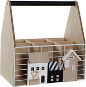 Flessenrek DKD Home Decor 26 x 17 x 28 cm Metaal Bruin Wit Hout MDF