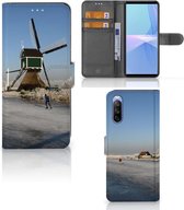 Smartphone Hoesje Sony Xperia 10 III Boekhoesje Tekst Schaatsers