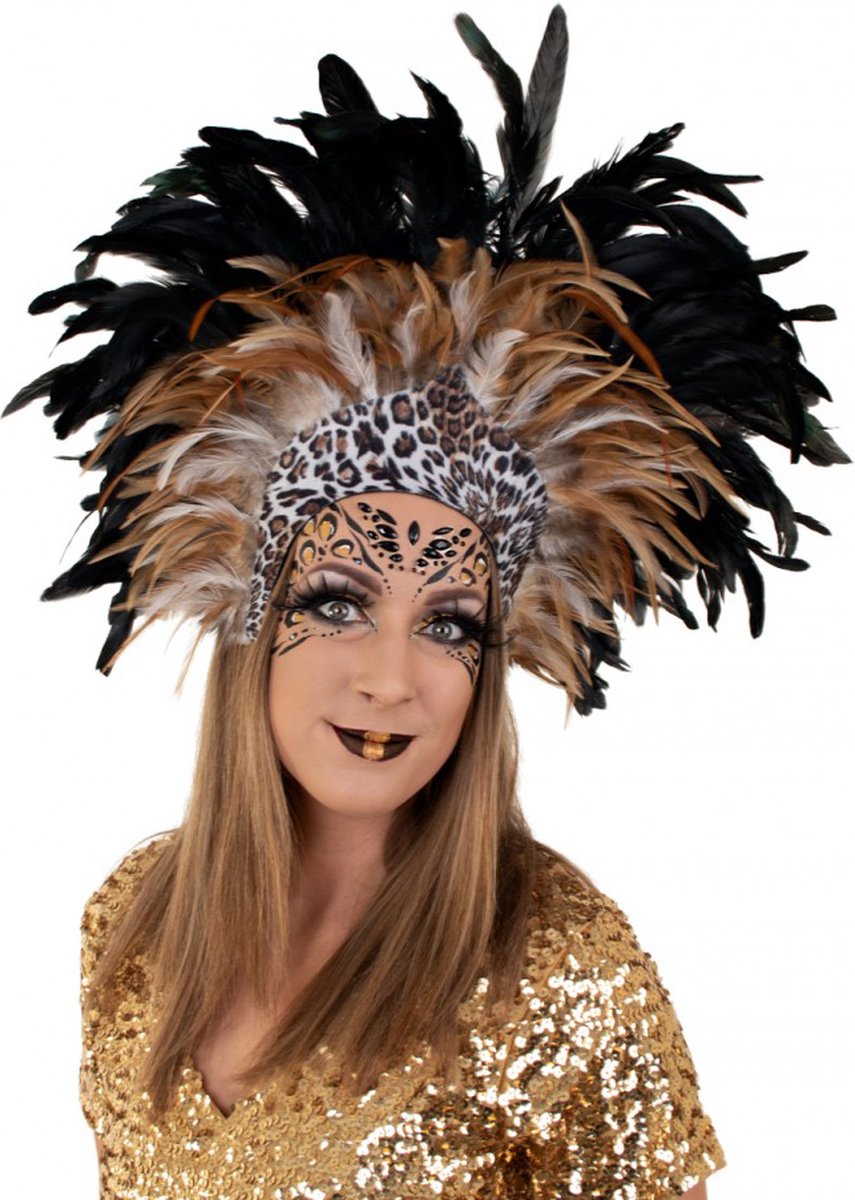 Coiffe de plumes panthère brune burlesque - coiffe carnaval Rio de Janeiro  coiffe de... | bol.com