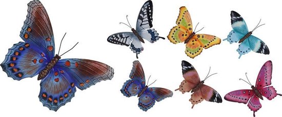 metalen wanddecoratie vlinders - ca 44 x 31 cm