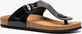 Dames bio teenslippers lak - Zwart - Maat 38