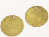 Hanger rond brons, slag plaatje, Afmeting 2 cm, 100 stuks