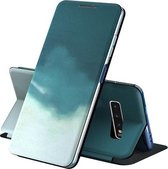 Voor Samsung Galaxy S10 Plus Spanning Aquarel Patroon Huid Voelen Magnetische Horizontale Flip PU Lederen Case met Houder (Groen)