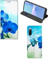 Stand Case met foto Sony Xperia 10 III Telefoonhoesje Orchidee Blauw