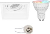 Mi-Light MiBoxer - LED Spot Set GU10 - Smart LED - Wifi LED - Slimme LED - 4W - RGB+CCT - Aanpasbare Kleur - Dimbaar - Pragmi Domy Pro - Inbouw Vierkant - Mat Wit - Verdiept - Kantelbaar - 10