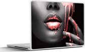 Laptop sticker - 12.3 inch - Lippen - Rood - Zwart - 30x22cm - Laptopstickers - Laptop skin - Cover