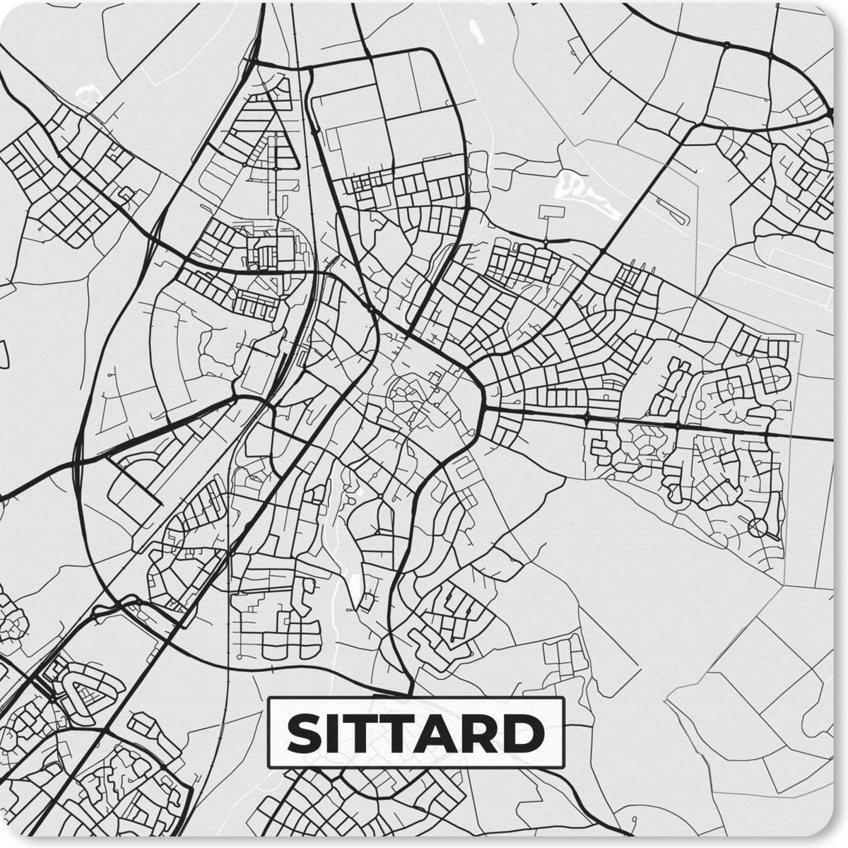 Muismat 30x30 cm - Mousepad Stadskaart - Sittard - Grijs - Wit - Muismatten