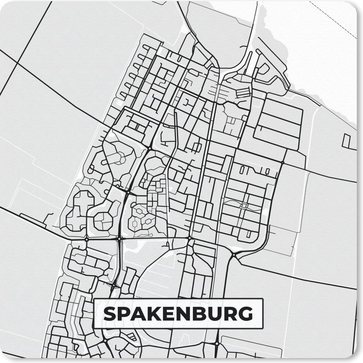 Muismat 30x30 cm - Mousepad Stadskaart - Spakenburg - Grijs - Wit - Muismatten