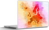 Laptop sticker - 15.6 inch - Kaart - Europa - Kleurrijk - 36x27,5cm - Laptopstickers - Laptop skin - Cover