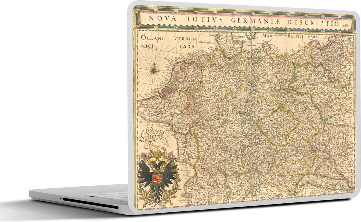 Laptop sticker - 17.3 inch - Plattegrond - Europa - Vintage - 40x30cm - Laptopstickers - Laptop skin - Cover - Stadskaart