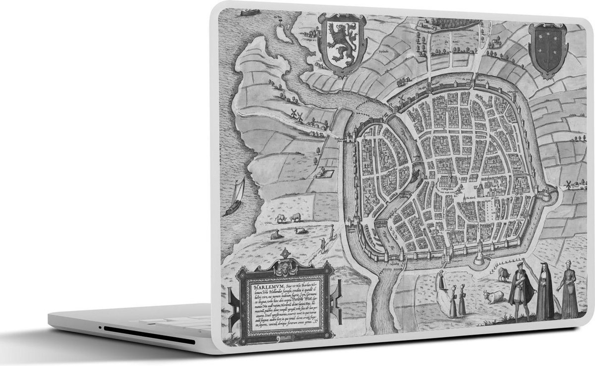 Laptop sticker - 17.3 inch - Kaart - Haarlem - Vintage - 40x30cm - Laptopstickers - Laptop skin - Cover