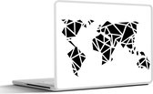 Laptop sticker - 17.3 inch - Wereldkaart - Geometrische vormen - Zwart - Wit - 40x30cm - Laptopstickers - Laptop skin - Cover