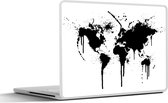 Laptop sticker - 10.1 inch - Wereldkaart - Inkt - Zwart - 25x18cm - Laptopstickers - Laptop skin - Cover