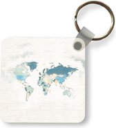 Sleutelhanger - Uitdeelcadeautjes - Wereldkaart - Kleuren - Wit - Plastic