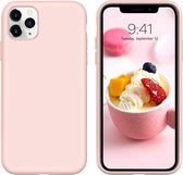 Solid hoesje Soft Touch Liquid Silicone Flexible TPU Cover - Geschikt voor: iPhone 12 - Sand pink