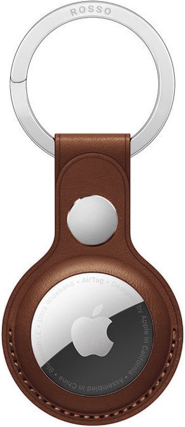 Rosso Deluxe Sleutelhanger Echt Leer Hoesje Geschikt voor Apple AirTag Sleutelhanger | Hanger | Case Bruin