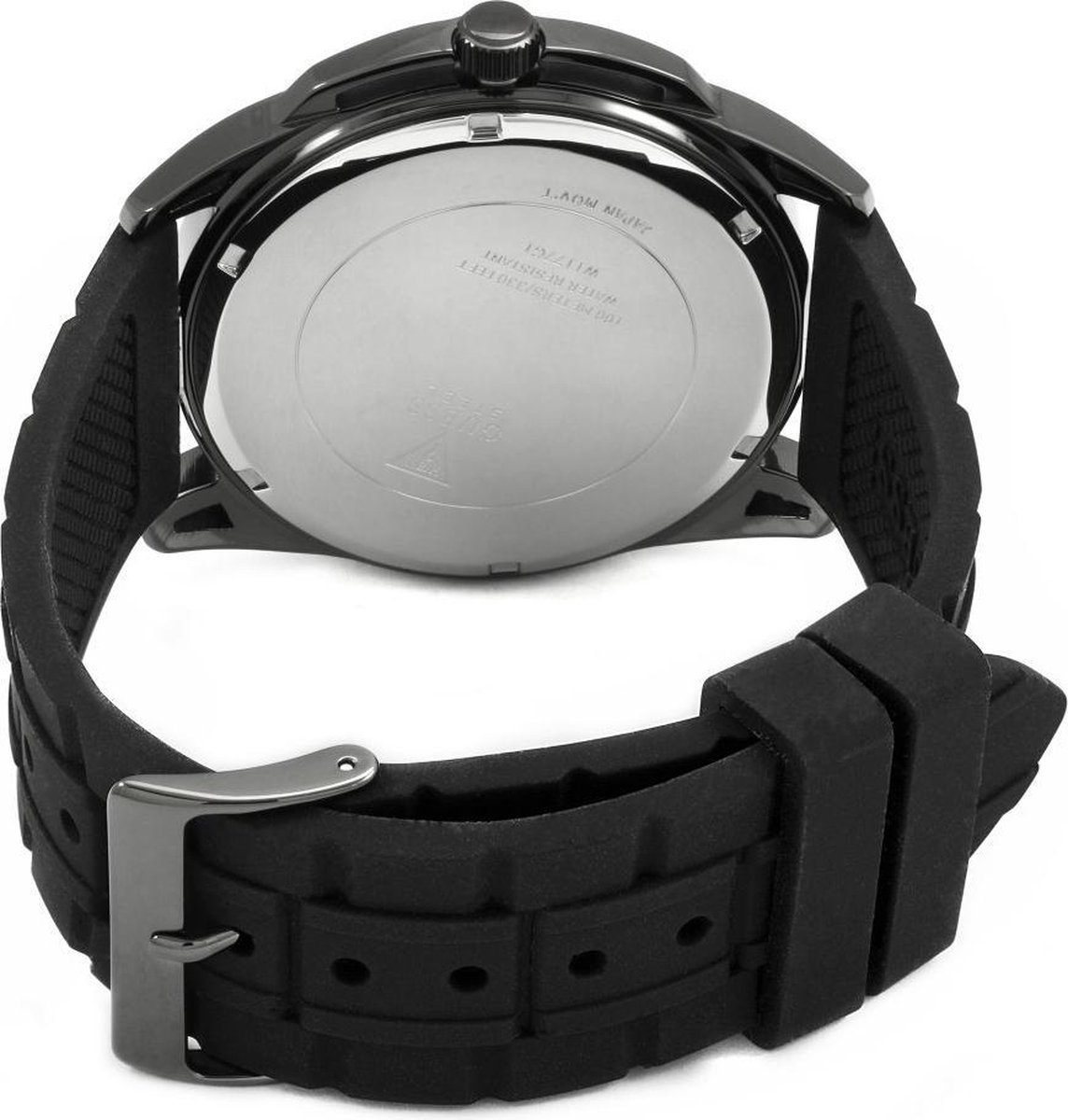 Guess Vertex W1177G1 Horloge - Rubber - Zwart - Ø 44 mm | bol