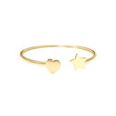 CO88 Collection Inspirational 8CB 90523 Stalen Flex Bangle met Ster - One size (58 x 49 mm) - Goudkleurig