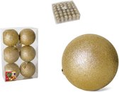 Kerstballen - 6x st - goud - glitters - 4 cm - kunststof - kerstversiering