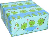 Papier cadeau / Papier cadeau grenouilles bleues / vertes imprimé 200 x 70 cm - Papier cadeau animalier
