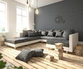 Bank Clovis Zwart en Wit met Ottomaanse voor uw lounge modulaire sofa