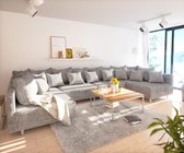 Couch Clovis XL lichtgrijs structuurweefsel modulair woonlandschap