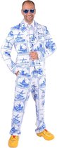 Magic By Freddy's - 100% NL & Oranje Kostuum - Traditionele Delfts Blauwe Tegel - Man - blauw,wit / beige - Large - Bierfeest - Verkleedkleding