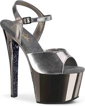 Pleaser Sandaal met enkelband, Paaldans schoenen -39 Shoes- SKY-309TTG Paaldans schoenen Zilverkleurig