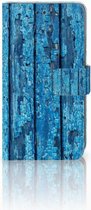 Portemonnee hoesje Geschikt voor iPhone XR Wood Blue
