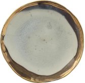 Bloomingville - Bord Stoneware 12,5xH2 cm Off White Bruin Goud