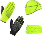 GripGrab - Hi-Vis Cycling Essentials Geschenkdoos Fietshandschoenen Helmmuts Nek Warmer - Geel Hi-Vis - Unisex - Maat XXL