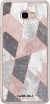 Samsung J4 Plus hoesje siliconen - Stone grid marmer | Samsung Galaxy J4 Plus case | Roze | TPU backcover transparant