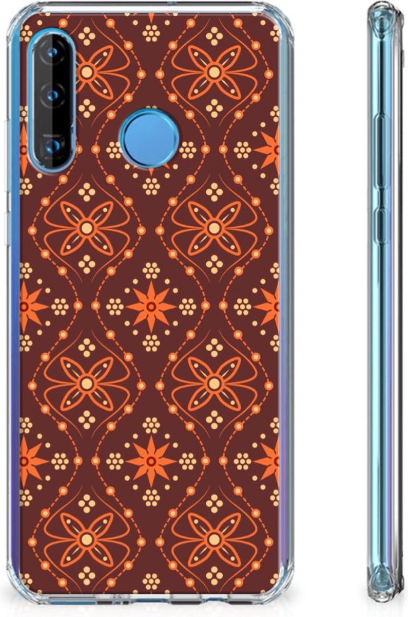 Huawei P30 Lite Doorzichtige Silicone Hoesje Batik Brown