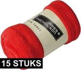 15x Fleece dekens/plaids rood 120 x 160 cm - Woondeken - Fleecedekens