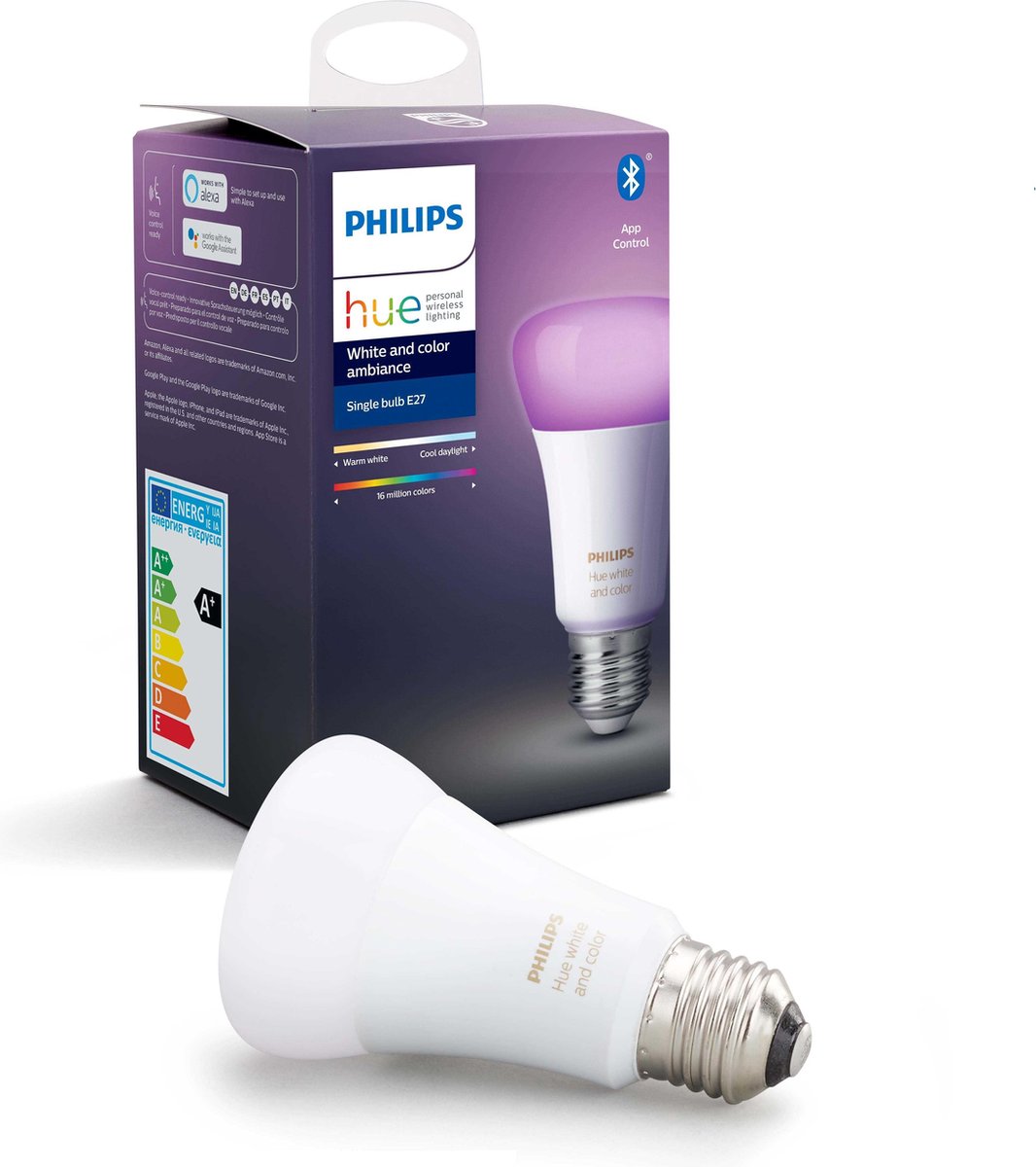 woede mat Inpakken Philips Hue Slimme Lichtbron E27 - White and Color Ambiance - 9W -  Bluetooth | bol.com