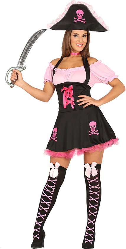 Roze en zwart piratenkostuum voor vrouwen - Volwassenen kostuums