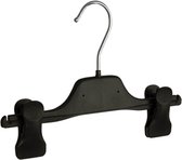 De Kledinghanger Gigant - 50 x Rok / broekhanger kunststof zwart met anti-slip knijpers, 25 cm