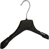 De Kledinghanger Gigant - 30 x Kinderhanger kunststof zwart met schouderverbreding en rokinkepingen, 28 cm