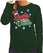 Foute kersttrui / sweater Santa is a little drunk groen voor dames - kerstkleding / christmas outfit XS (34)