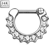 Tepelpiercing Clicker 14K Jewelled Wit Goud