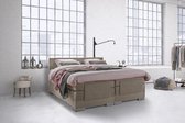 Beddenleeuw Boxspring Bed Julia - Elektrisch - 160x210 - Incl. Hoofdbord - Lederlook Taupe (Skai)