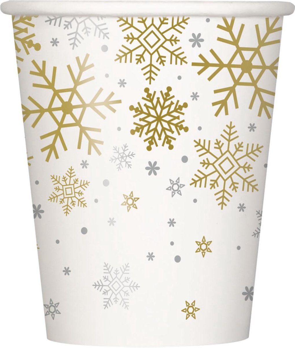 Haza Original Feestbekers Holiday Snowflakes 250 Ml 8 Stuks Wit
